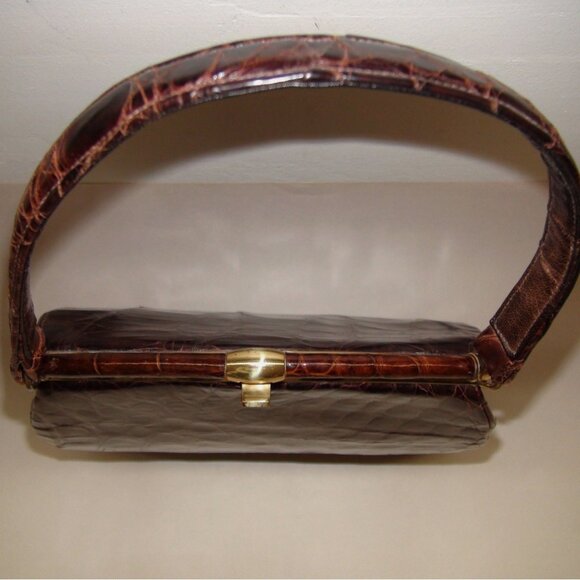 Vintage Genuine Alligator Satchel Handbag Purse - Picture 7 of 7